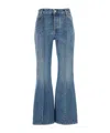 Bottega Veneta Flared Leg Denim Jeans With Contrast Stitching In Blue