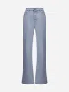 Bottega Veneta Denim Flared Leg Trousers In Light Grey
