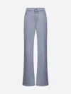 Bottega Veneta Denim Flared Leg Trousers In Light Grey
