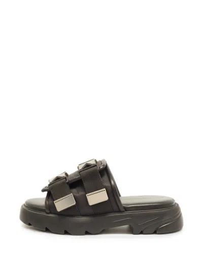 Pre-owned Bottega Veneta Flash Bomber Buckle-detailed Sandals In Black