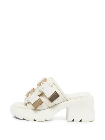 Pre-owned Bottega Veneta Flash Bomber Platform Sandals In White