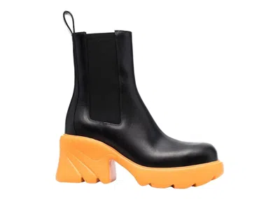 Pre-owned Bottega Veneta Flash Boots (women's) Sneakers In Black/tangerine