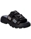 Bottega Veneta Flash Leather Dual-buckle Flat Sandals In Black