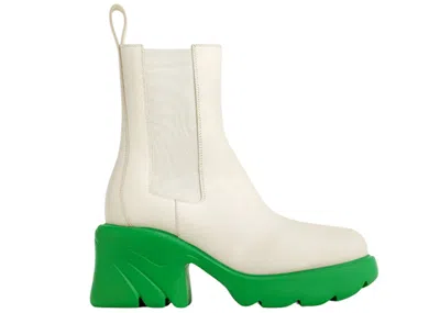 Pre-owned Bottega Veneta Flash Shearling Ankle Boot Parakeet (women's) Sneakers In White/green