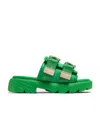 Bottega Veneta Flash Buckled Leather And Rubber Sandals In Green