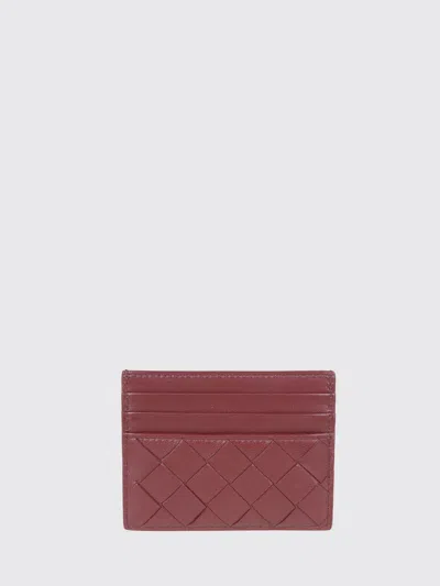 Bottega Veneta Flat Woven Nappa Calfskin Card Holder With 7 Slots In Red