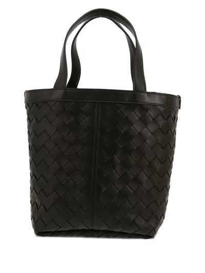 Pre-owned Bottega Veneta Flip Flap Intrecciato-leather Tote Bag In Black