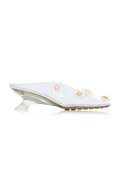 BOTTEGA VENETA FLORAL-APPLIQUÉD PLEXI MULE PUMPS