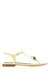 Bottega Veneta Pastel Yellow Leather Rana Flora Sandals In Multi