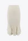 Bottega Veneta 2 In 1 Cotton Blend Skirt With Floral Embroidery In White