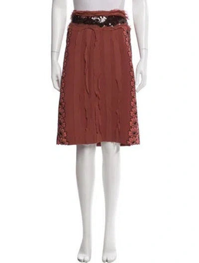 Pre-owned Bottega Veneta Floral Print Midi Length Skirt W/ Tags In Red