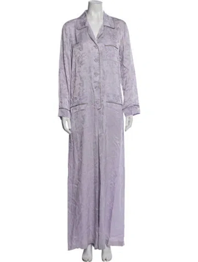 Pre-owned Bottega Veneta Floral Print Robe In Purple