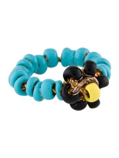 Pre-owned Bottega Veneta Flower Beaded Ring In Multi