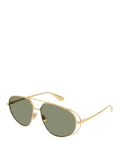 BOTTEGA VENETA FLOWER PILOT METAL SUNGLASSES, 61MM