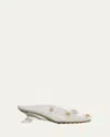 Bottega Veneta Flower Pudding Rubber Kitten-heel Mule Pumps In White
