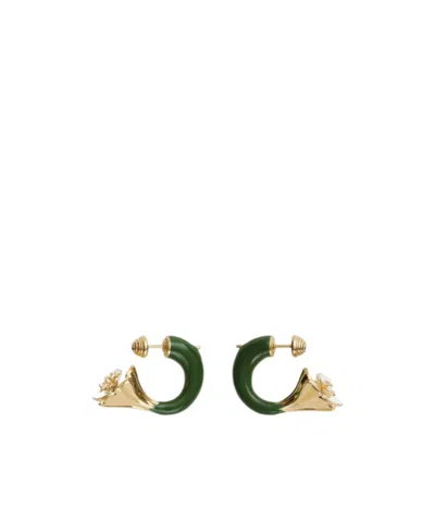 Bottega Veneta Flower-shaped Earrings In Green