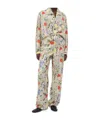 Bottega Veneta Womens Chalk Hibiscus Khaki Flower-print Wide-leg High-rise Woven-blend Pyjama Set In Nude