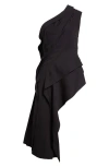 Bottega Veneta Womens Black One-shoulder Asymmetrical Ruched Stretch-woven Top In Black