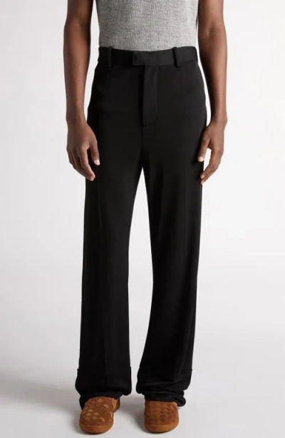 Bottega Veneta Fluid Matte Jersey Straight Leg Pants In Black