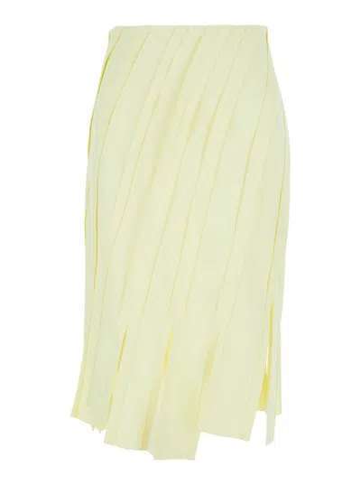 Bottega Veneta Fluid Pleated Skirt In Yellow