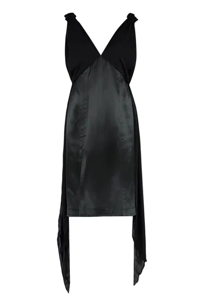 Bottega Veneta Fluid Silk Midi Dress With Knot Detail In Multi