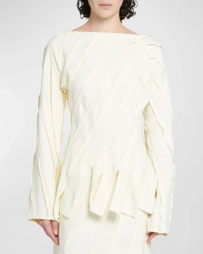 Bottega Veneta Fluid Stretch Striped Cutaway Top In Cream