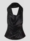 Bottega Veneta Top Drappeggiato In Viscosa Fluida In Black