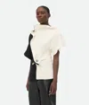 Bottega Veneta Fluid Viscose Piercing Top In Black/dove
