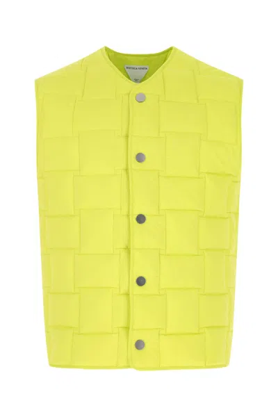 Bottega Veneta Fluo Yellow Nylon Padded Vest In Green