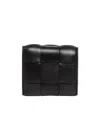 Bottega Veneta Fold-over Intrecciato Wallet In Black
