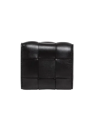 Bottega Veneta Fold-over Intrecciato Wallet In Black