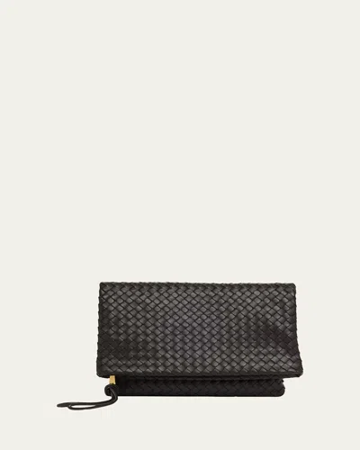 Bottega Veneta Folded Nappa Leather Clutch Bag In Brown