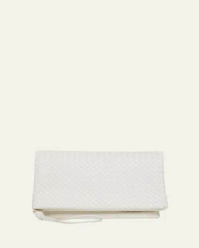 Bottega Veneta Folded Nappa Leather Clutch Bag In White