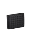 Bottega Veneta Intracciato Piccolo Woven Wrap-around Zipper Wallet In Black