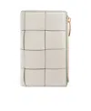 Bottega Veneta Medium Cassette Intrecciato Leather Wallet In White