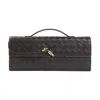 Bottega Veneta Womens Andiamo Long Intrecciato-weave Leather Clutch Fondant-m Brass In Brown