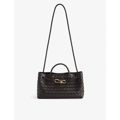 BOTTEGA VENETA WOMENS FONDANT-M BRASS-FOND ANDIAMO LONG INTRECCIATO-WEAVE LEATHER CLUTCH