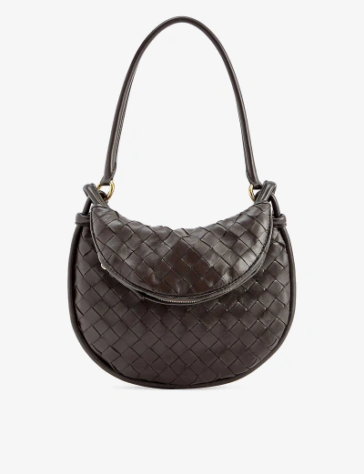 Bottega Veneta Fondant-m Brass Gemelli Leather Shoulder Bag In Black