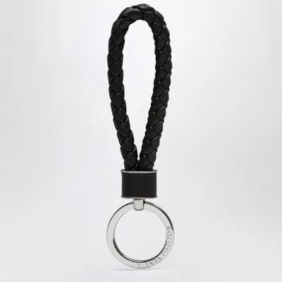 Bottega Veneta Fondente Coloured Keyring In Woven Leather In Brown