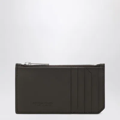 Bottega Veneta Fondente Intrecciato Zip Card Holder In Brown
