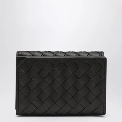 Bottega Veneta Fondente Trifold Wallet In Intrecciato In Black