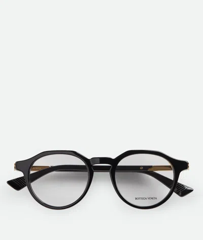 Bottega Veneta Forte Recycled Acetate Panthos Eyeglasses In Black