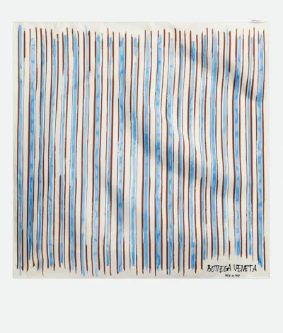 Bottega Veneta Printed Silk Stripe Foulard In Brown/blue/yellow