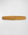 Bottega Veneta French Leather Belt With Hammered Brass Buckle In Brown