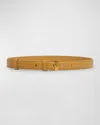 Bottega Veneta French Leather Belt With Hammered Brass Buckle In Brown