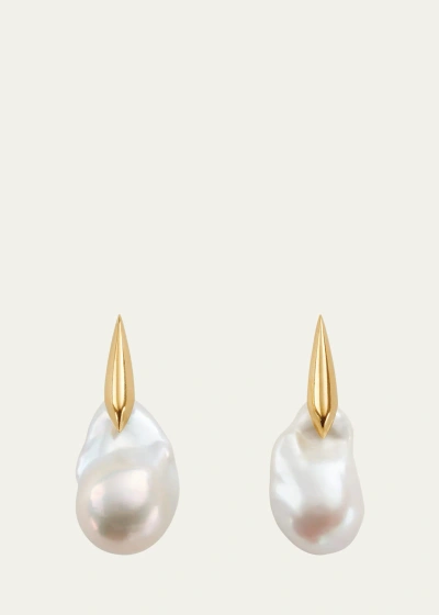Bottega Veneta Freshwater Pearl Drop Earrings In White