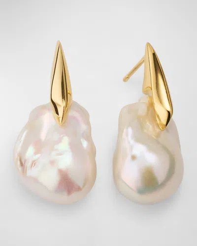 Bottega Veneta Freshwater Pearl Drop Earrings In Gold