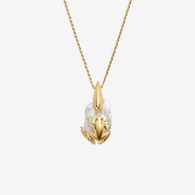 Bottega Veneta Freshwater Pearl Frog Necklace In White