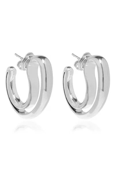 Bottega Veneta Large Frills Hoop Earrings In Silver