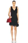 Bottega Veneta Fringed Fil Coupe Crepe Mini Dress In Black